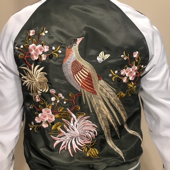 Glamorous Embroidered Satin Bomber Jacket - Picture 5 of 5